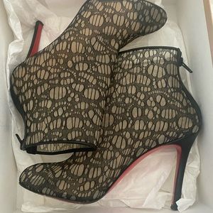 Christian Louboutin Lace Paola Booty 100 37.5. Box and extra heel caps included.